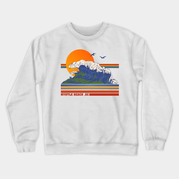 Retro Myrtle Beach SC 70s Style Tourist Souvenir Crewneck Sweatshirt by darklordpug